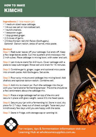 Kimchi recipe sheet