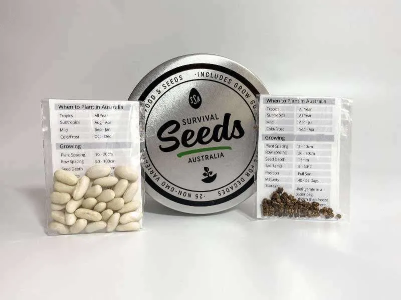 Survival Seeds Tin with Growing Instructions