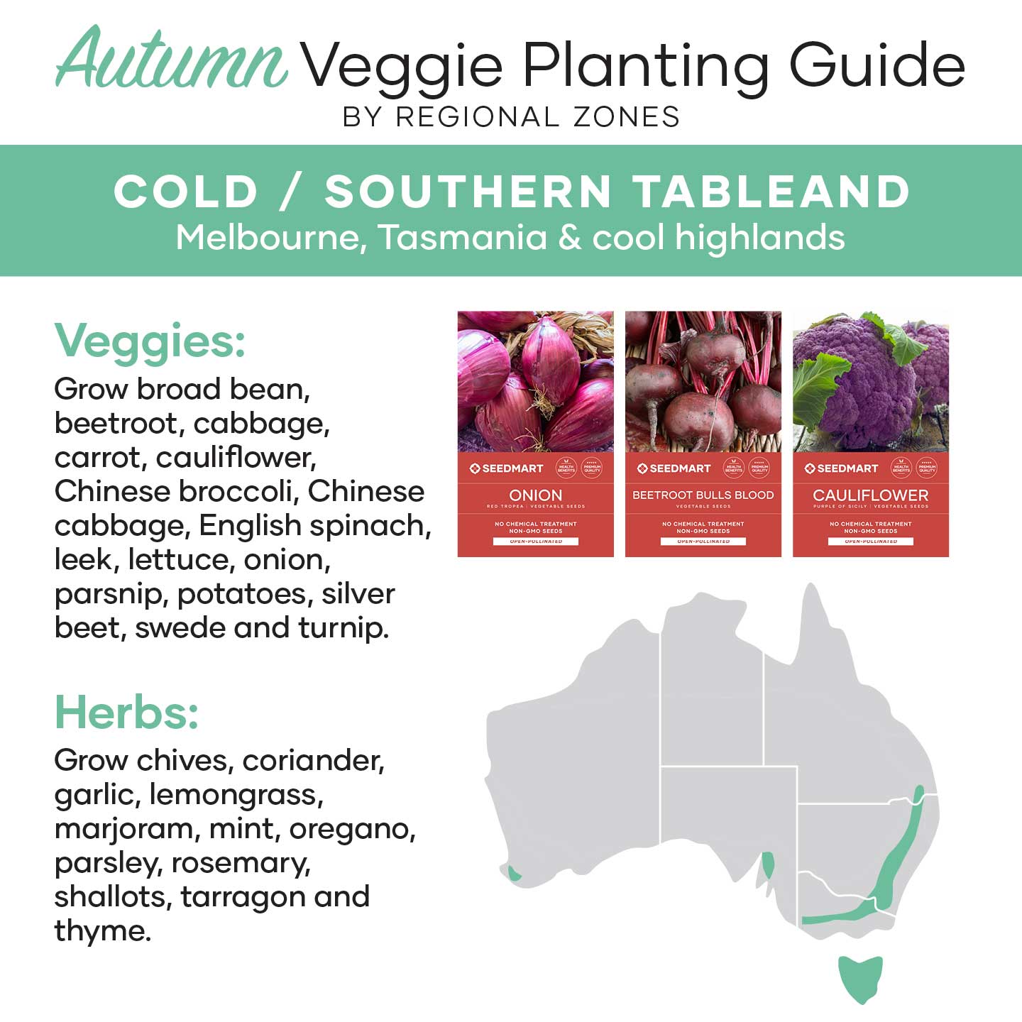 Which vegetables to plant in cold zones of Australia in Autumn