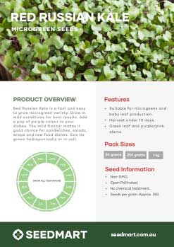 Red Russian Kale Microgreens | Technical Data Sheet | Seedmart Australia