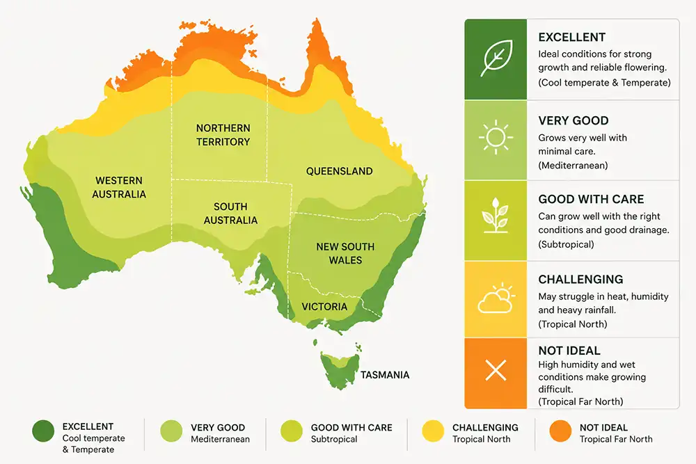 Where to grow echinacea in Australia map